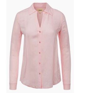 NEW L'AGENCE Nina Linen Blend Button-up Blouse in Pink, Size Large
